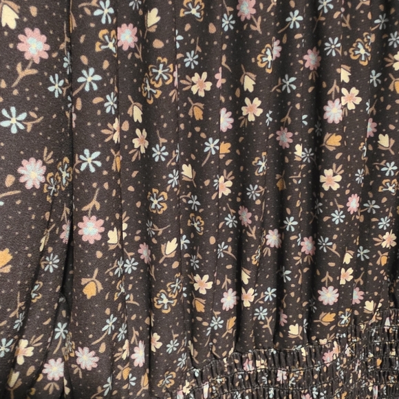 Rock & Roll Denim Brown Floral Mini Dress - Picture 4 of 4